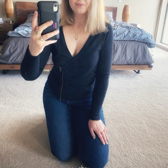 J.Crew Black Wool Zipper Cardigan Sweater - Picture 2 of 10